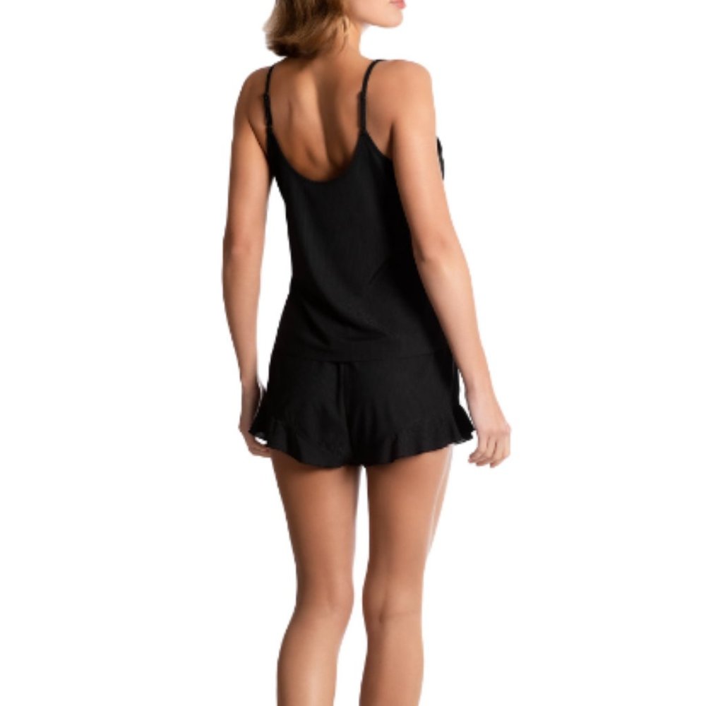Secret Treasures Knotted Cami Set Scoop Neck front tie Small 4-6 Black Soot New - Picture 12 of 14